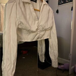 Cider White Cropped Blouse